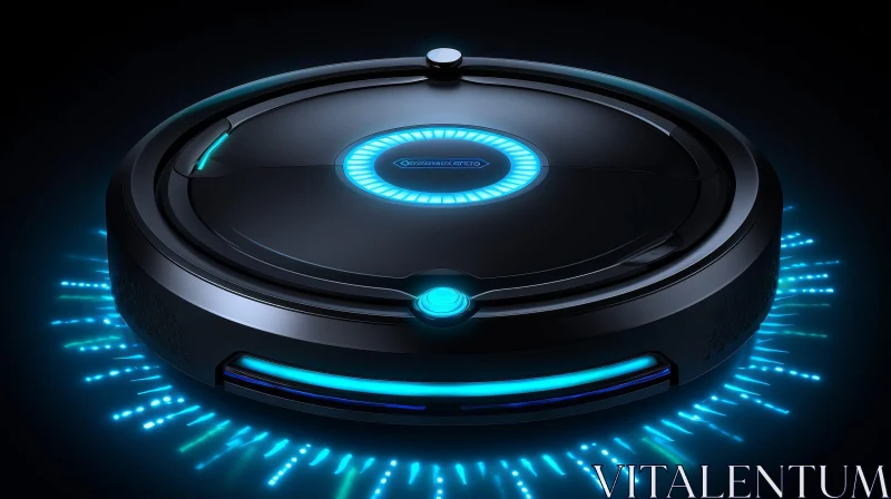 AI ART Blue and Black Robot Vacuum Cleaner - Detailed Image