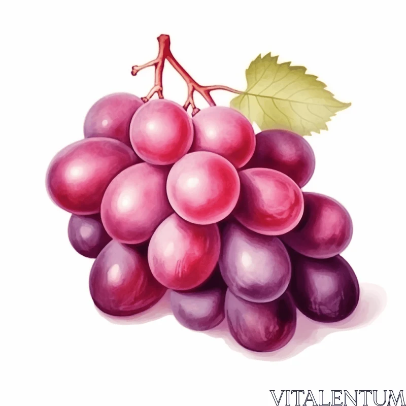 Colorful Grapes Isolated on White Background - Realistic Illustration AI Image