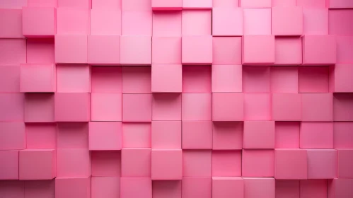 Pink and White Cube Background - 3D Rendering