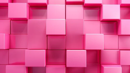 Pink Cubes 3D Rendering - Modern Geometric Design