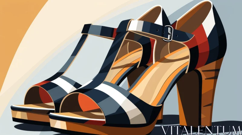 Stylish Women's High-Heeled Sandals Illustration AI Image