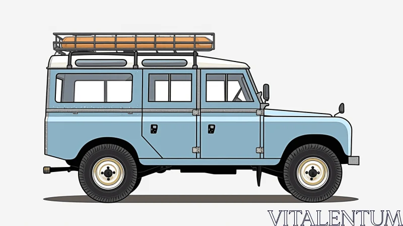 AI ART Vintage Land Rover Blue Clipart | Realistic Rendering