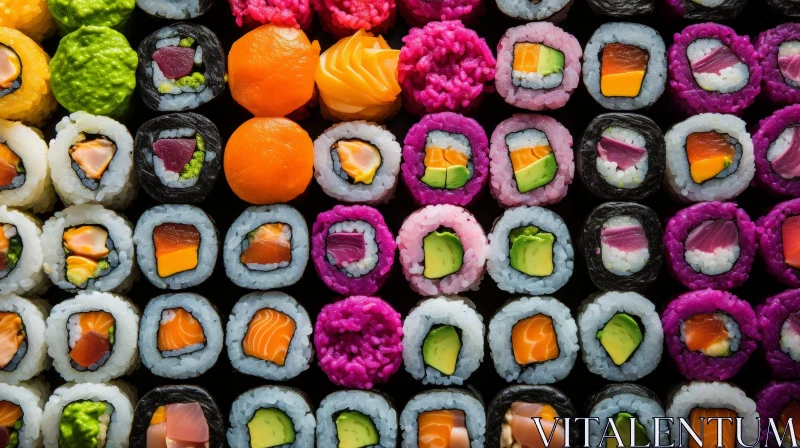 Colorful Sushi Rolls - Japanese Cuisine Delight AI Image
