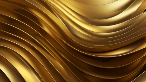 Gold Metal Surface with Wavy Lines - 3D Rendering