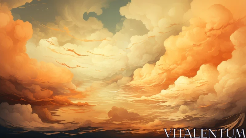 AI ART Serene Sunset Painting Over Ocean