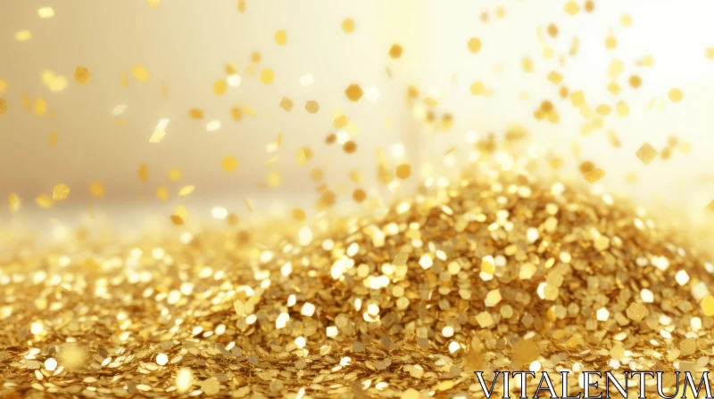 Shimmering Gold Glitter Close-Up | Detailed Sparkling Texture AI Image