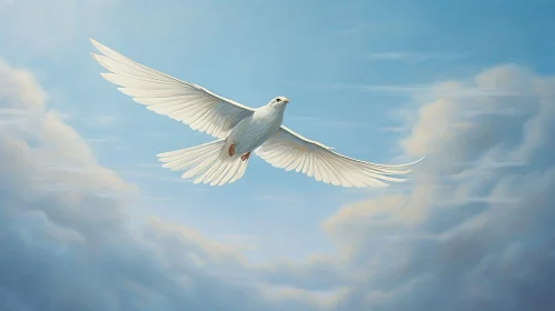White Dove in Blue Sky - Symbol of Peace and Hope