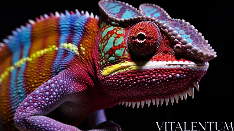 Colorful Chameleon Close-Up - Textured Skin and Vibrant Colors AI Image