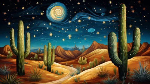 Enchanting Desert Night Painting