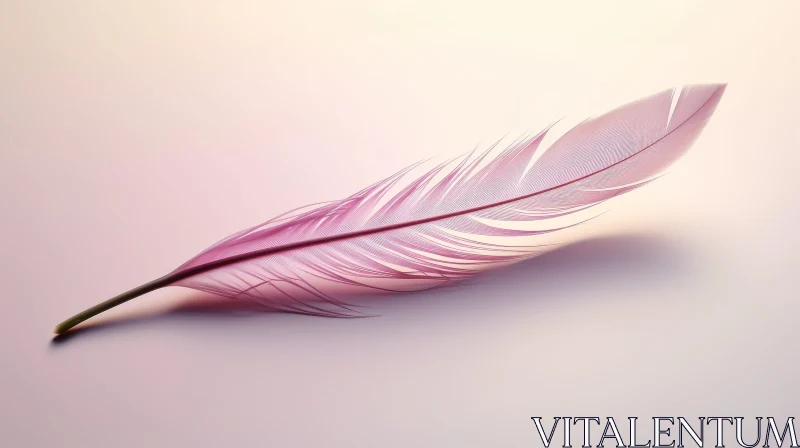 Pink Feather on Pale Pink Background AI Image