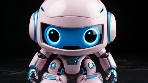 Pink Robot with Blue Eyes - Stock Photo