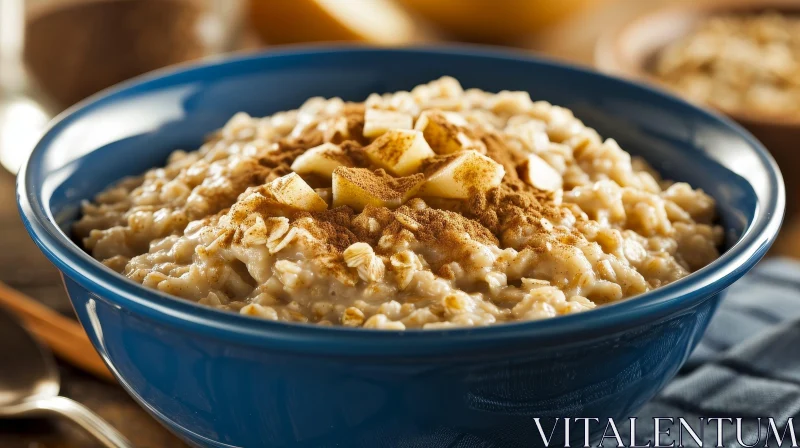 Delicious Oatmeal with Sliced Apples and Cinnamon AI Image