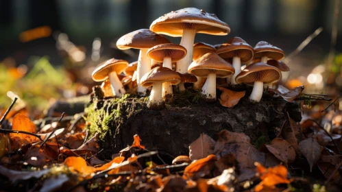 Enchanting Mushroom Scene in Forest