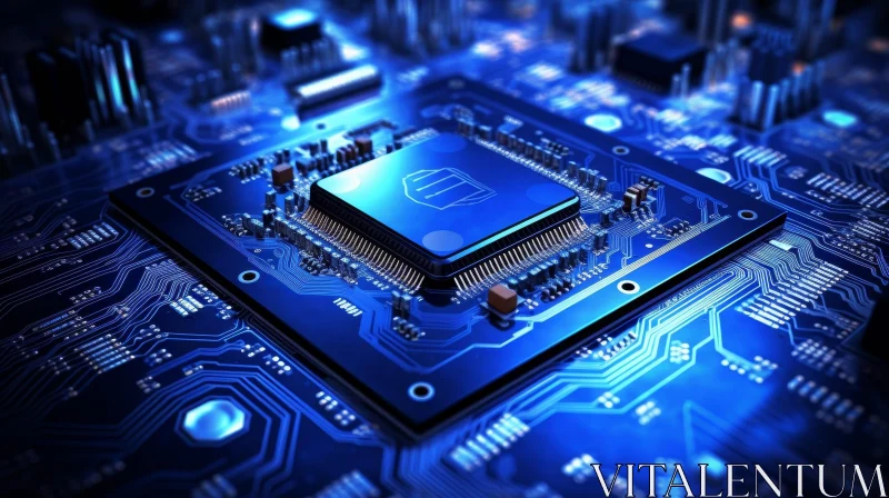 AI ART Futuristic Computer Circuit Board with CPU Chip