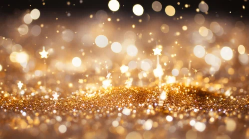 Golden Glitter Background with Stars
