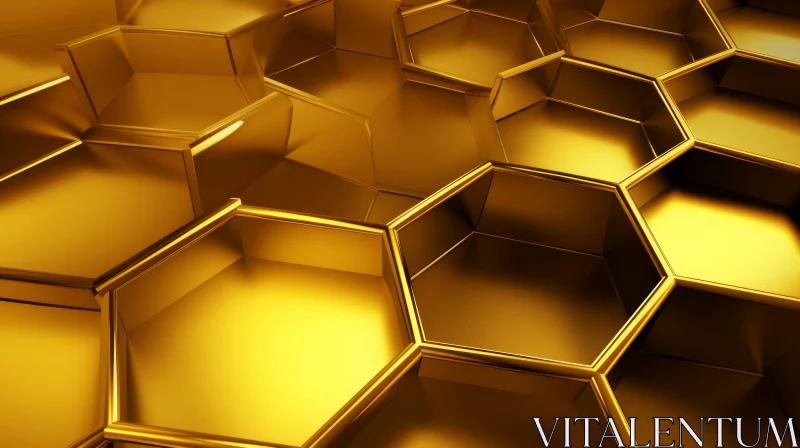 AI ART Golden Honeycomb Structure in 3D