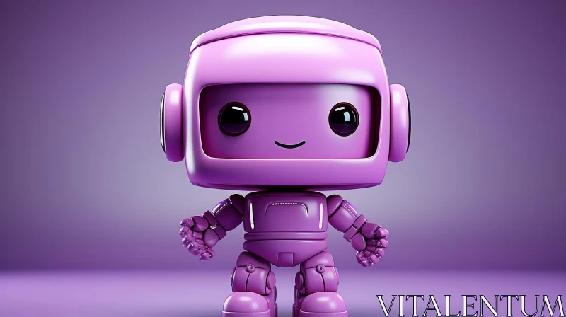 AI ART Cute Purple Robot - 3D Rendering