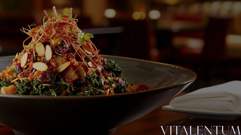 Delicious Kale Salad with Almonds and Cranberries AI Image