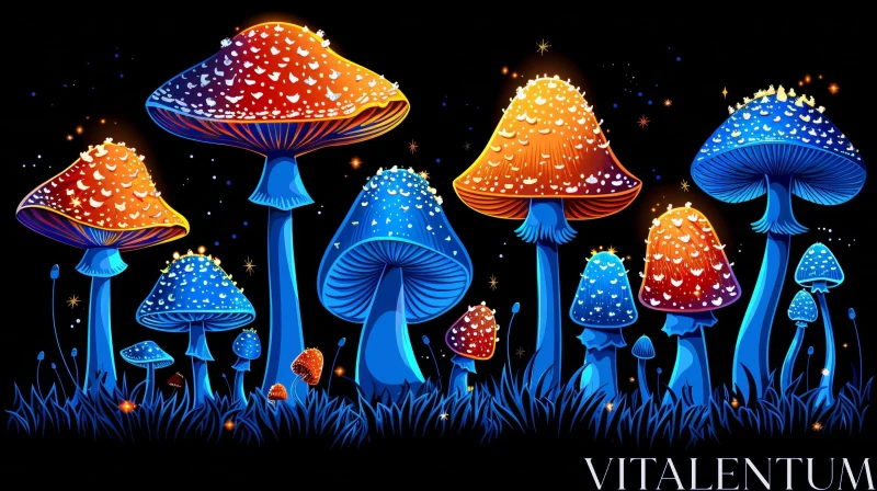 AI ART Enchanted Mushroom Forest - Digital Painting