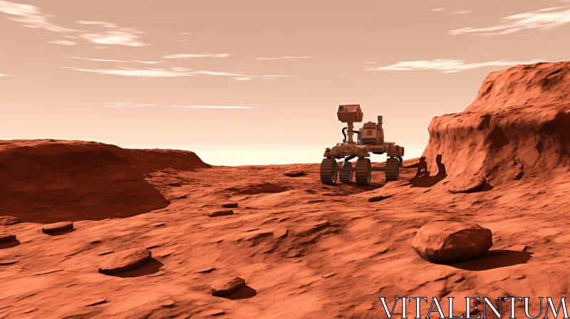 Mars Rover Exploration on the Martian Surface AI Image