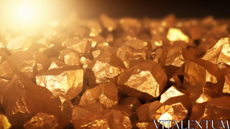 Shimmering Gold Nugget Pile - Close-Up View AI Image