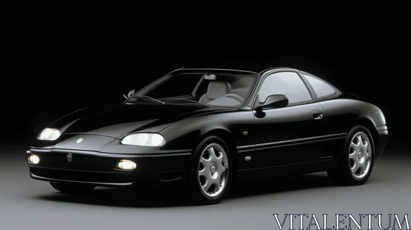 Sleek Black Sports Car on Dark Background | 1990s Style AI Image