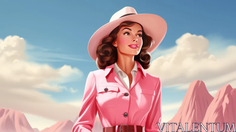 Stylish Woman Portrait in Pink Suit AI Image