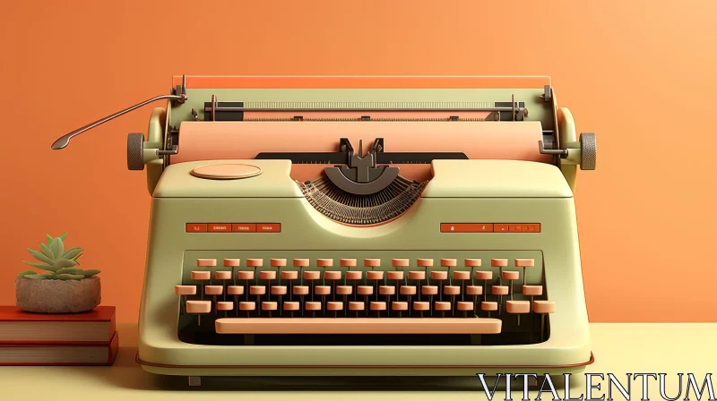 AI ART Vintage Typewriter 3D Rendering