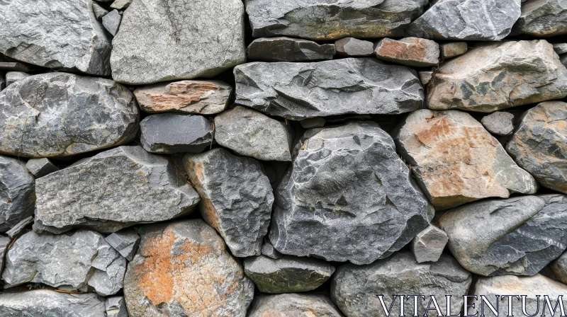 Ancient Stone Wall - Gray Irregular Stones - Sturdy and Enduring AI Image