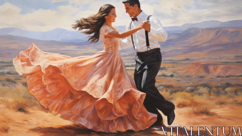 Dance in the Desert - Man and Woman - Realistic Painting AI Image