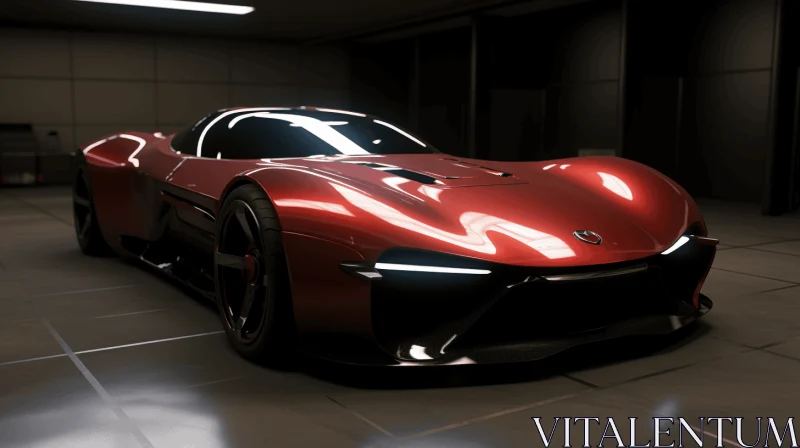Futuristic Red Sports Car in Garage | Unreal Engine Render AI Image