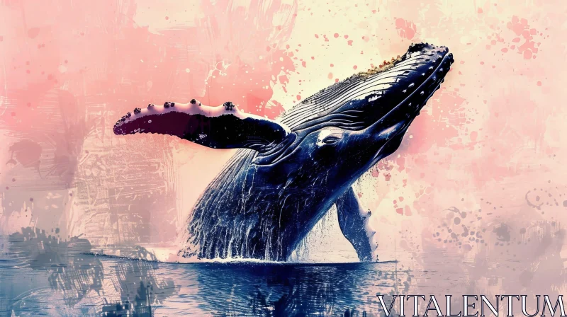 Majestic Humpback Whale Watercolor Painting AI Image