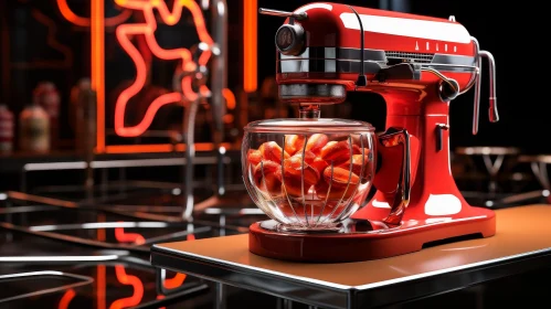 Red Stand Mixer with Tomatoes - Kitchen Scene