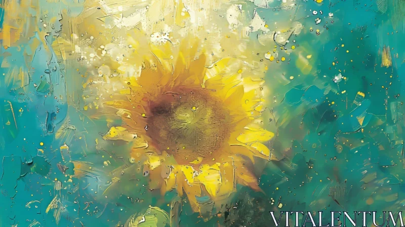 Sunflower Painting - Serene Beauty in Impasto Technique AI Image