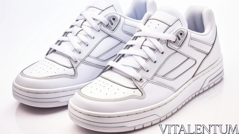 AI ART White Leather Sneakers - Low Angle Photography