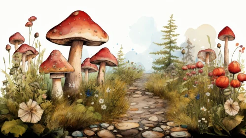 Enchanting Forest Path Watercolor Painting