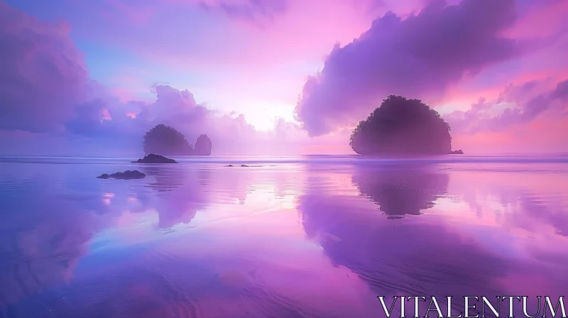 Majestic Beach Sunset Photo AI Image
