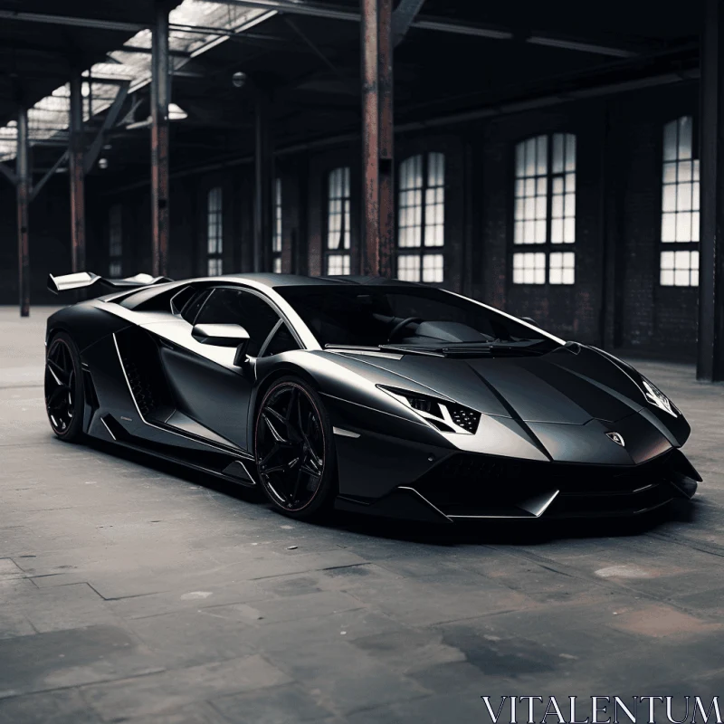 AI ART Majestic Black Lamborghini in a Warehouse | Futuristic Glam