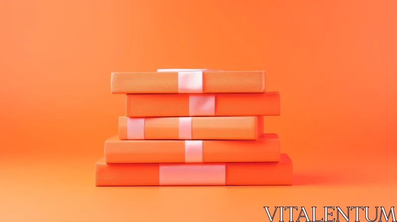 Orange Gift Boxes Stack on Solid Background AI Image