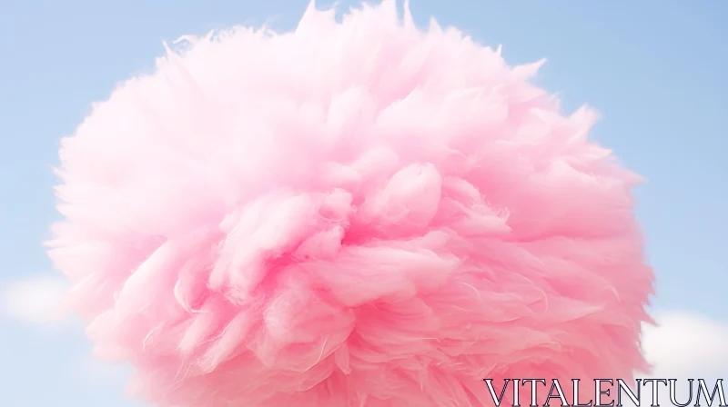 Pink Cotton Candy Texture Against Blue Sky AI Image