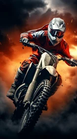 Thrilling Motocross Rider Jumping Over Berm