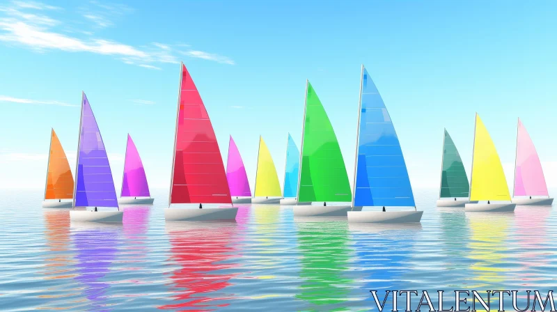 Tranquil Sailboats in Calm Ocean AI Image