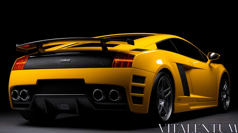 AI ART Yellow Sports Car in Dark Setting - Hyper-Detailed Renderings