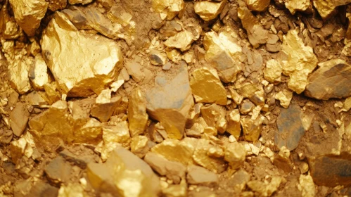 Assorted Gold Nugget and Rock Pile Close-up