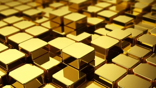 Luxurious Gold Cube Surface - 3D Rendering