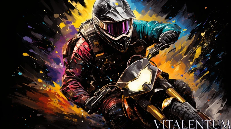 AI ART Man Riding Motorcycle Painting
