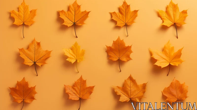 Maple Leaves on Orange Background - Close-up Abstract Composition AI Image