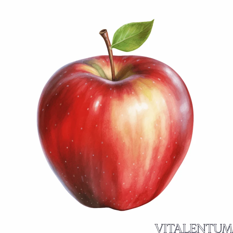 Realistic Apple Painting on White Background AI Image