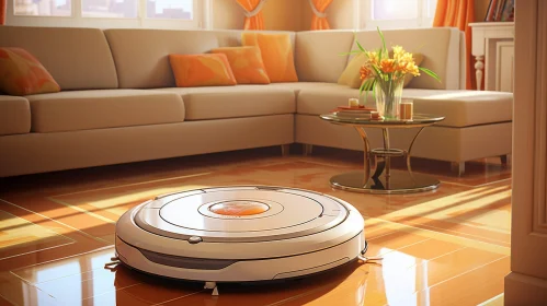 Robot Vacuum Cleaner in Modern Living Room