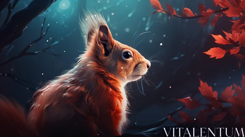 Squirrel Painting in Forest AI Image